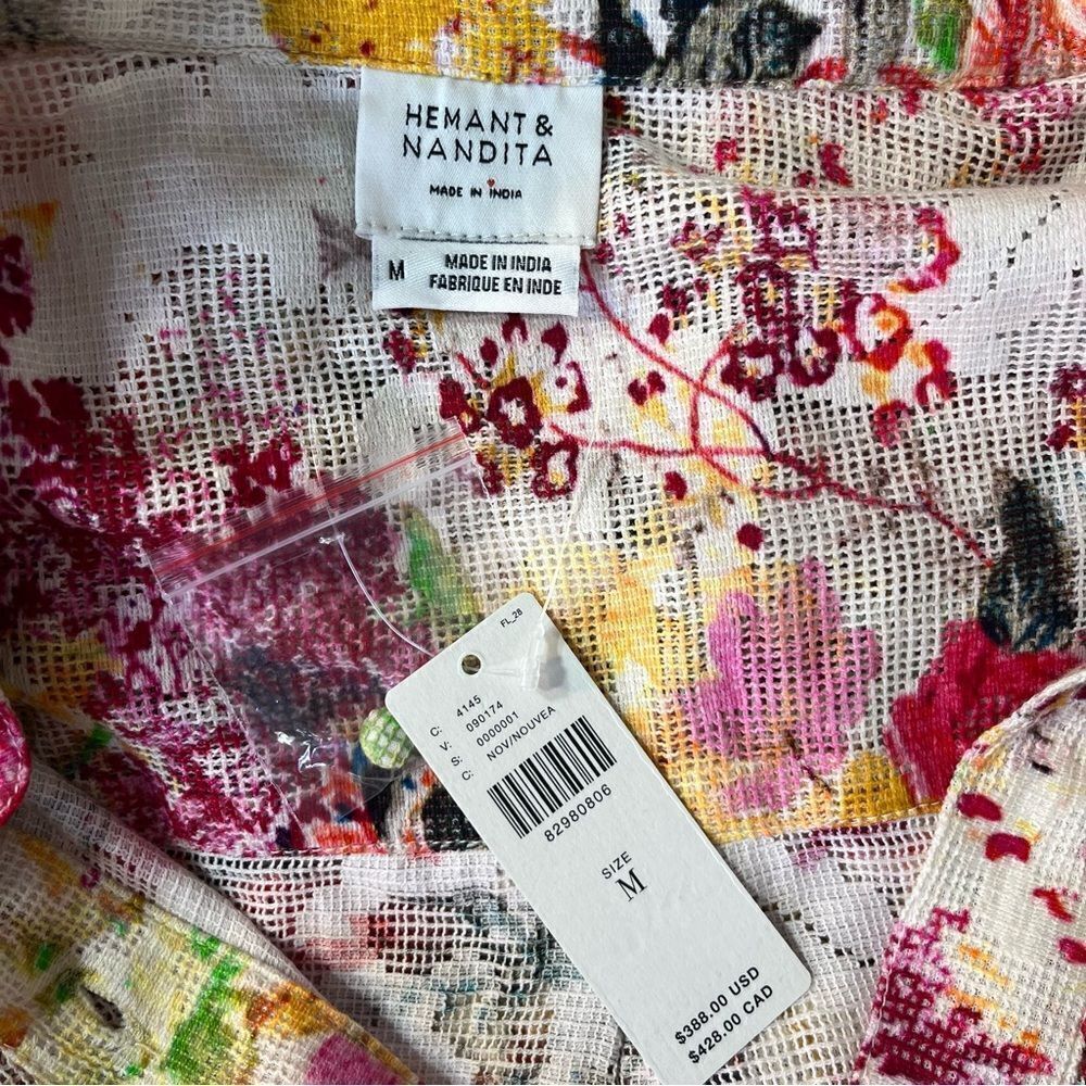NEW Hemant & Nandita Eyelet Floral Shirt Dress Size Medium - Picture 11 of 14